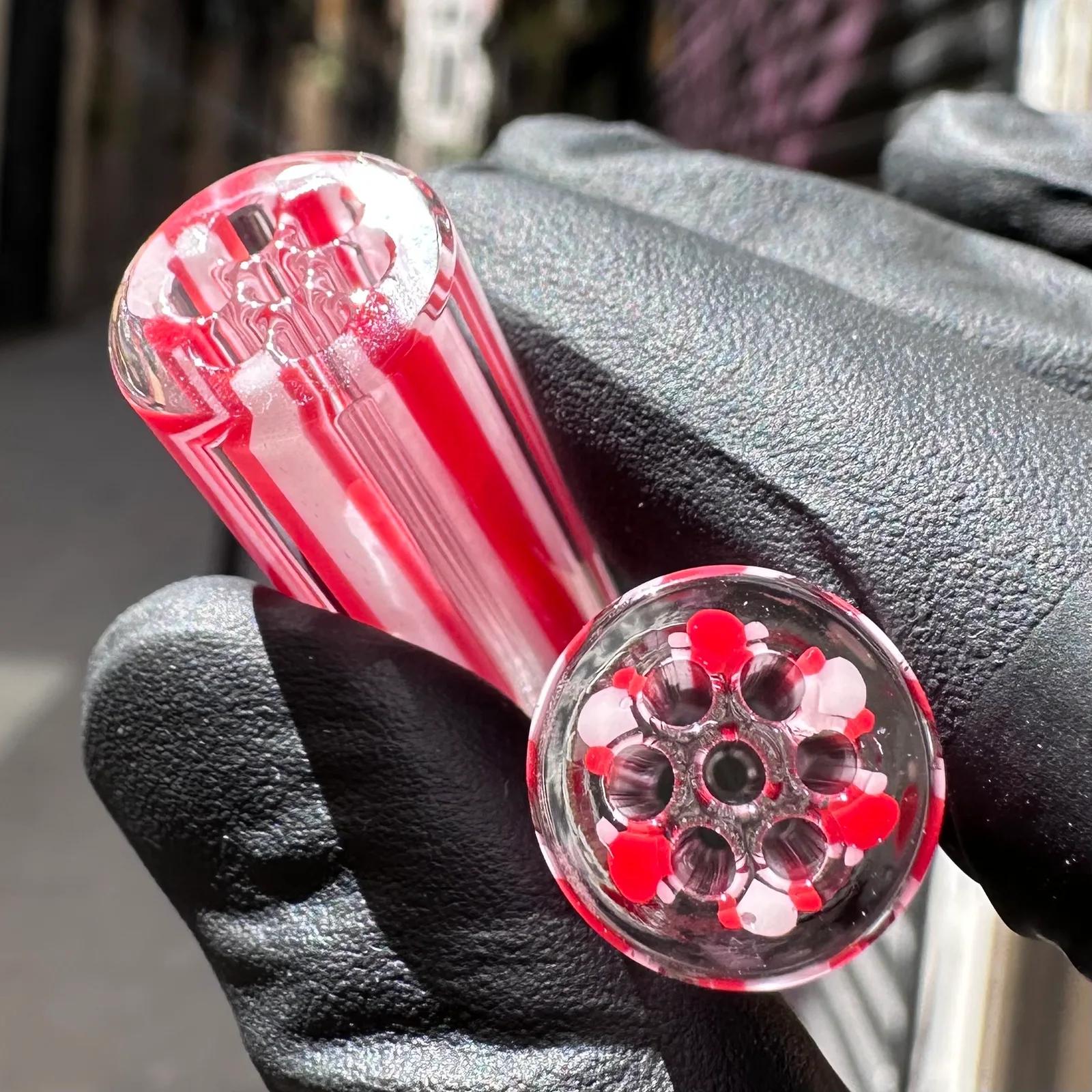 Red and white Candy glass tips with clean internal airflow structure