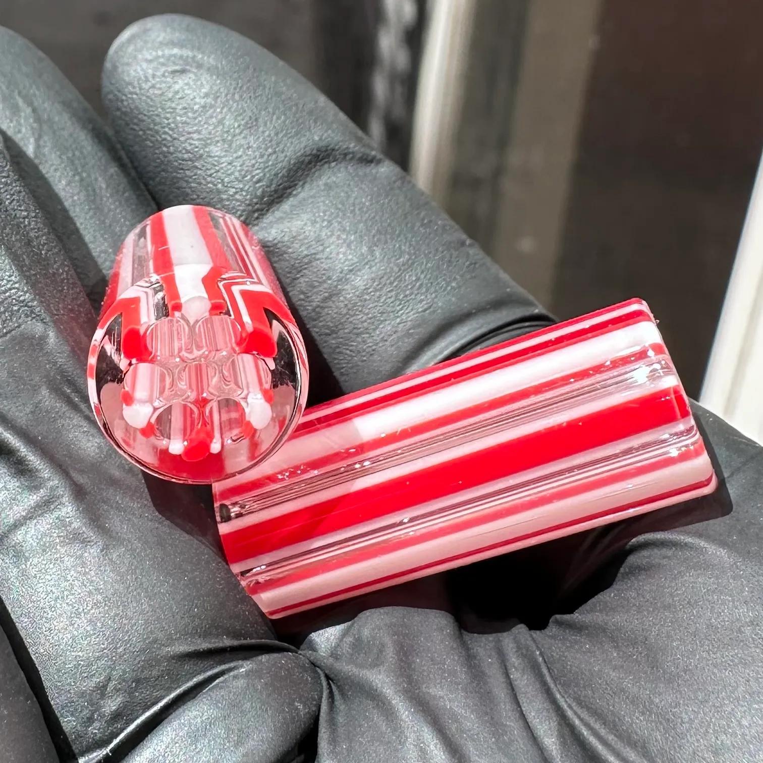 Candy handmade borosilicate glass tips with red and white color detail