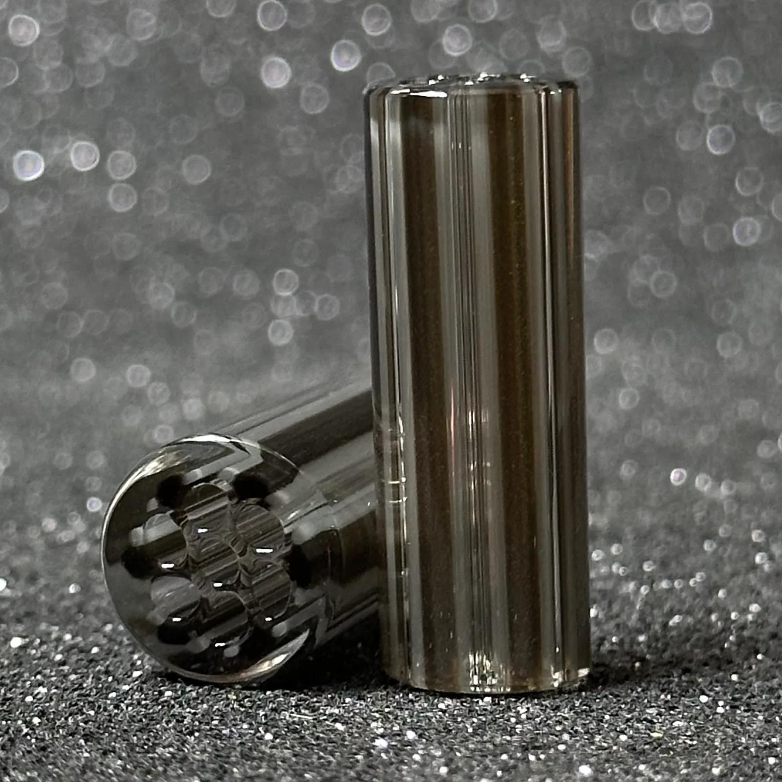 Electrum Grey handmade borosilicate glass tips with metallic grey and white detail