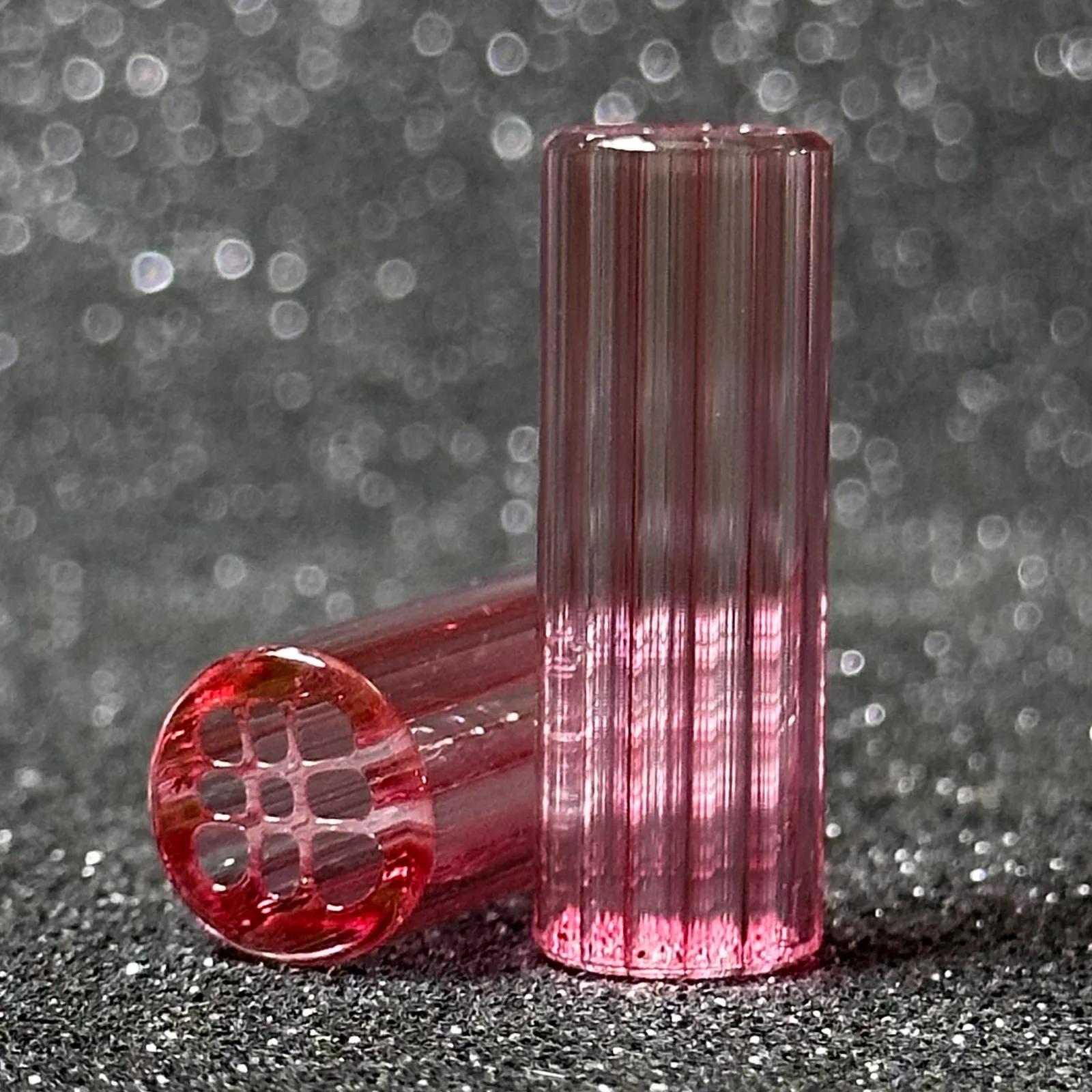 Ruby-gold handmade glass tips with hidden green color shift