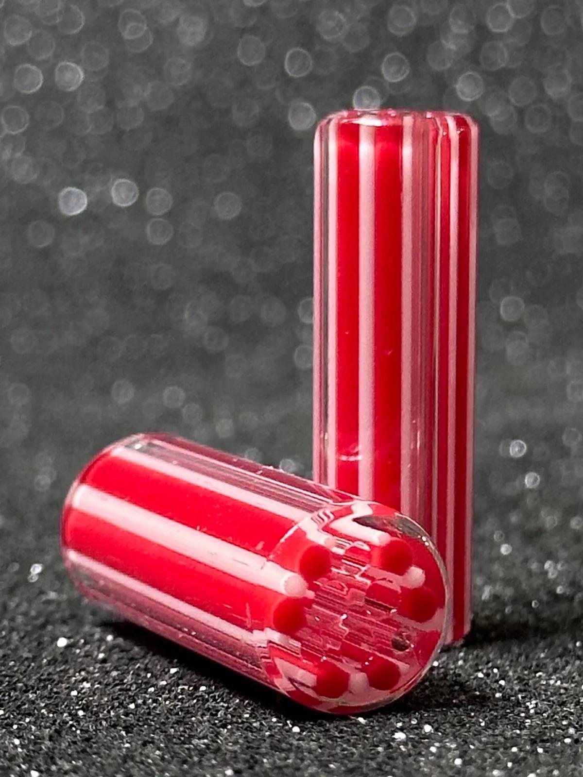 TriCore handmade borosilicate glass tips with red and white triangular core detail